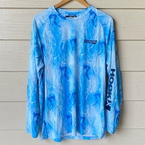 Hook Tackle UPF 50+ Sun Protection Blue Large Long Sleeve Shirt